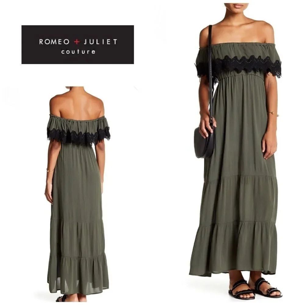Romeo & Juliet couture olive green maxi dressNWOT